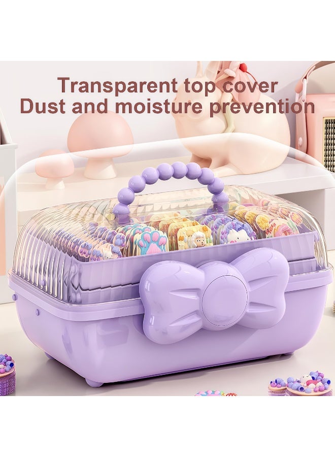 شو وو صندوق تخزين للأطفال، منظم/سلة/صندوق ثلاثي الطبقات، مكعب تخزين ألعاب، صندوق تخزين إكسسوارات الشعر، ربطات الشعر والقلائد، صندوق تخزين إكسسوارات شعر الأطفال، منظم مجوهرات لطيف للبنات، صندوق تخزين مستحضرات التجميل، حاوية تنظيم مجوهرات لطيفة قابلة للقفل، متين وقابل للغسل، لدبابيس الشعر، هدية سفر عملية، للبنات والسيدات - Image 5